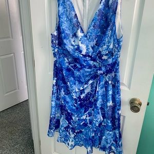 Lauren Ralph Lauren Blue Sleeveless Ruched Dress